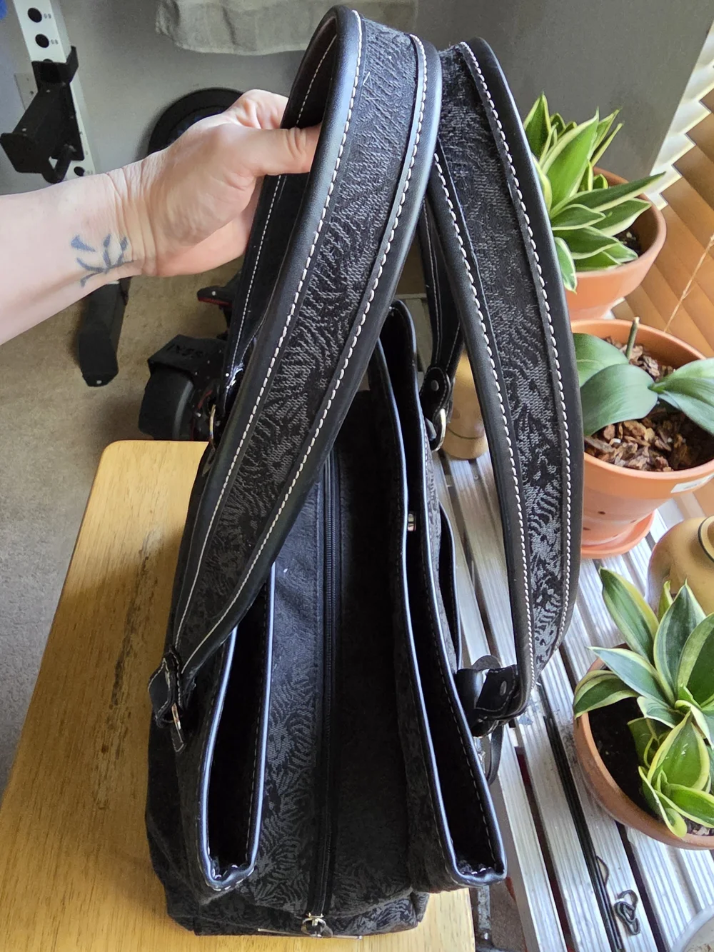Anne Klein Patterned Tote with Leather Trim